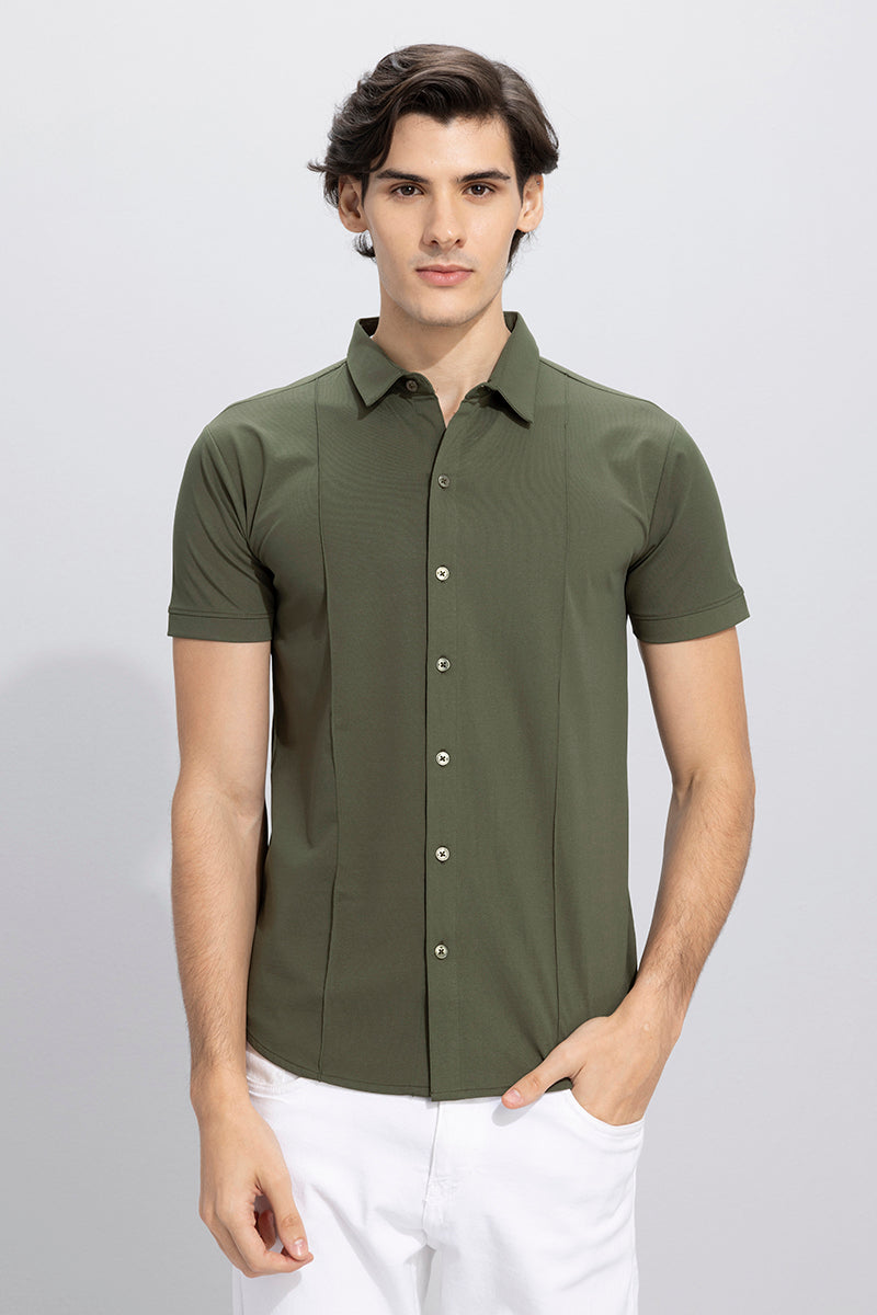 On Pleat Olive Shirt