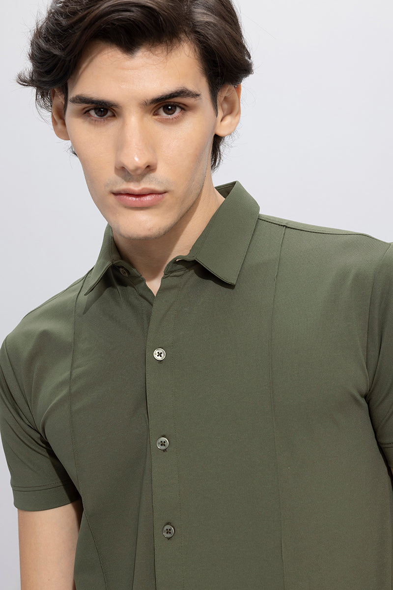 On Pleat Olive Shirt