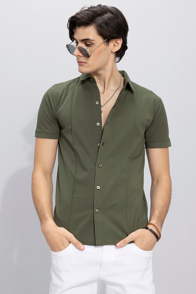 On Pleat Olive Shirt