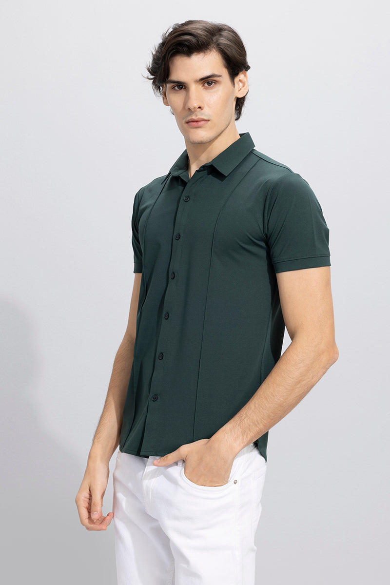 On Pleat Green Shirt