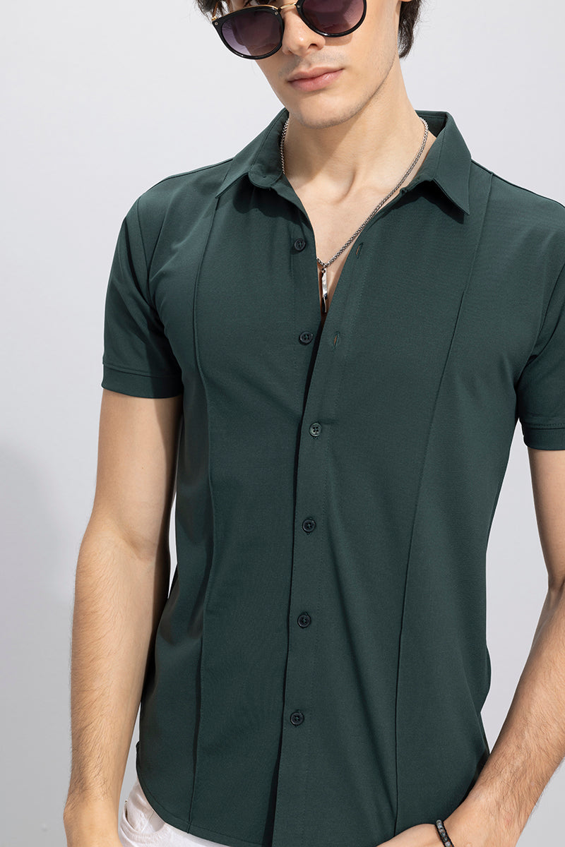 On Pleat Green Shirt