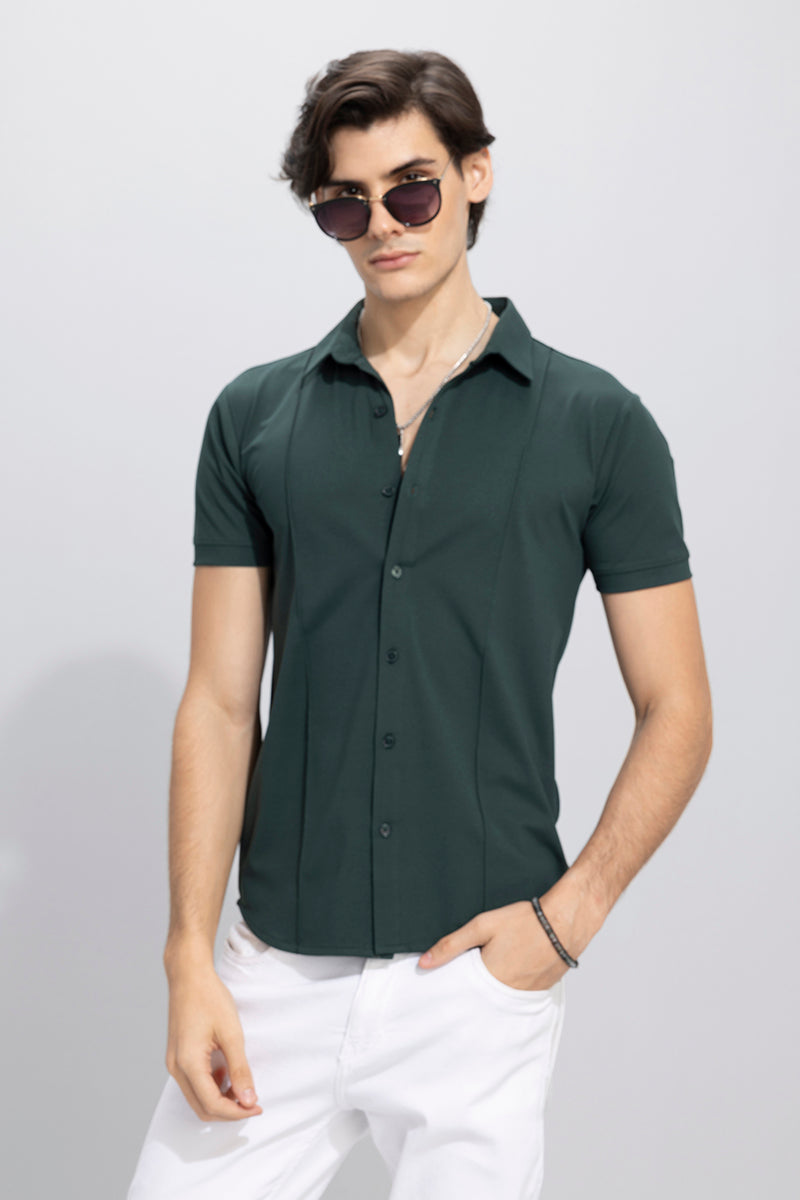 On Pleat Green Shirt