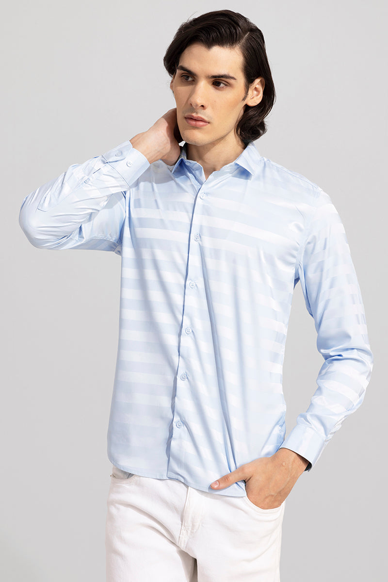 Buy Men's Shaded Stripe Sky Blue Shirt Shirt Online | SNITCH