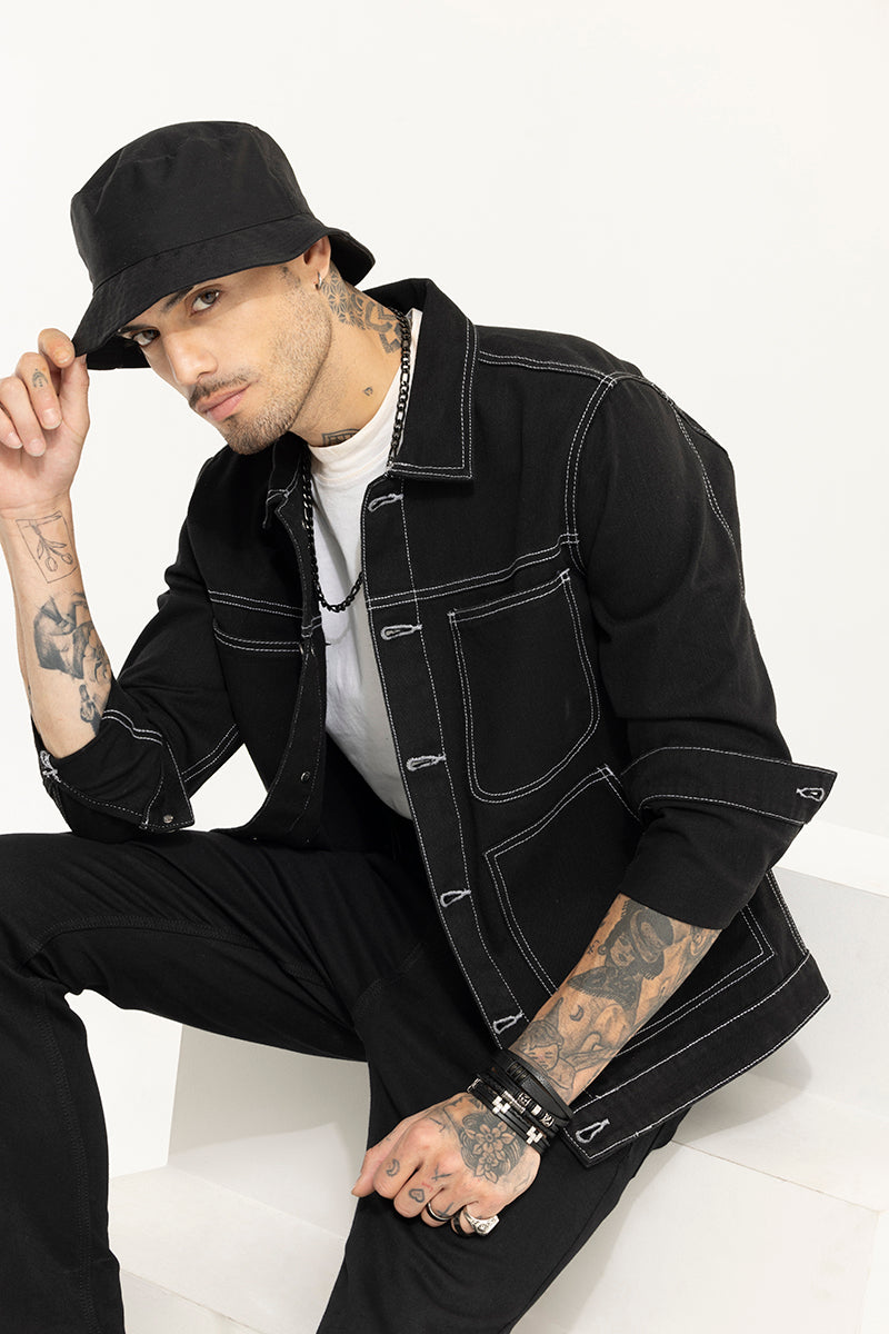 Amazon.com: KYHATS Denim Short Jacket Men Jeans Jacket Coats Casual  Windbreaker Pockets Overalls Streetwear Man Clothing Outwear (Color : Black,  Size : Small) : Clothing, Shoes & Jewelry