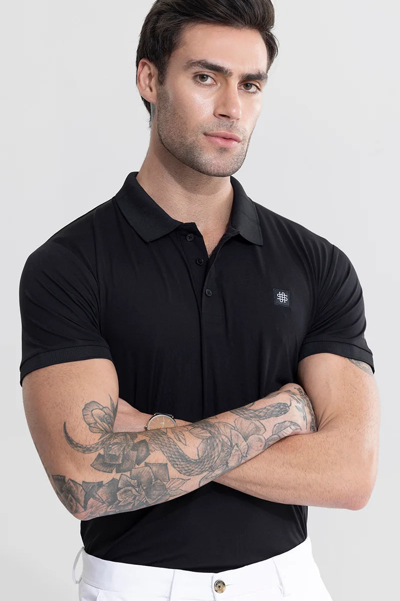 Encap Black Polo T-Shirt