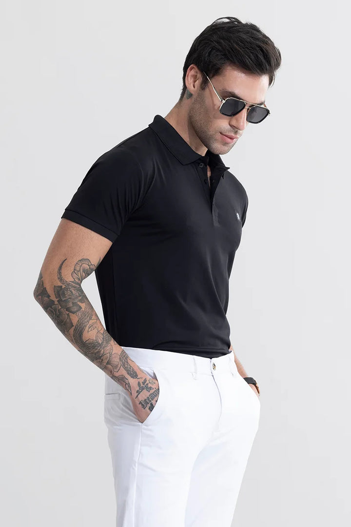 Encap Black Polo T-Shirt