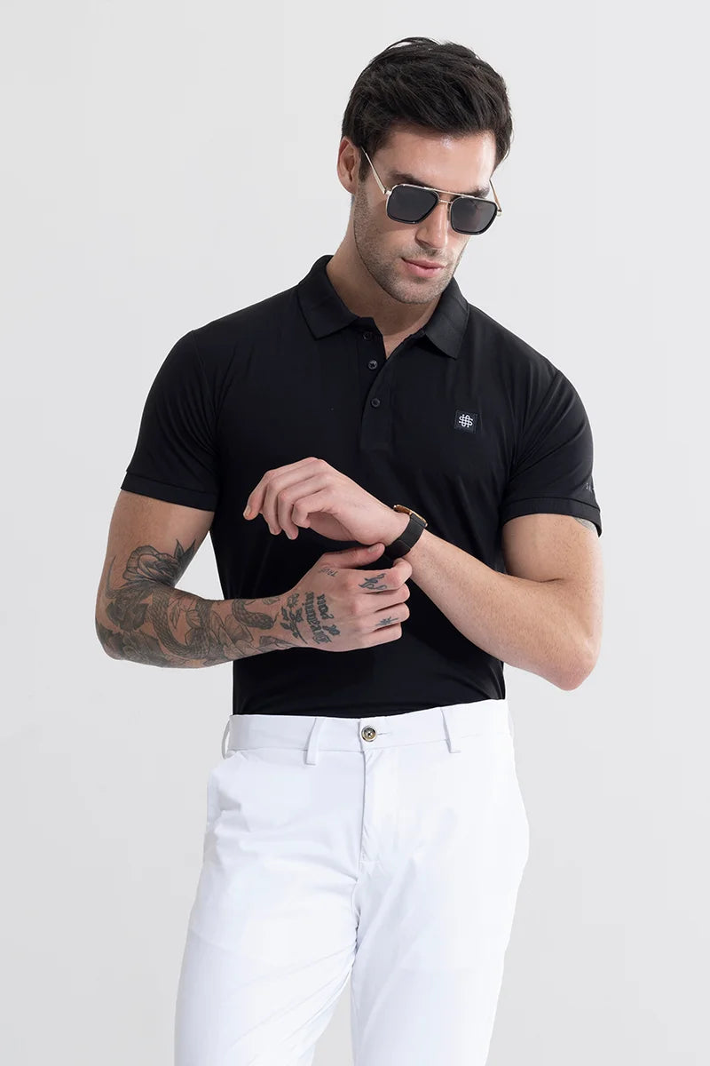 Encap Black Polo T-Shirt