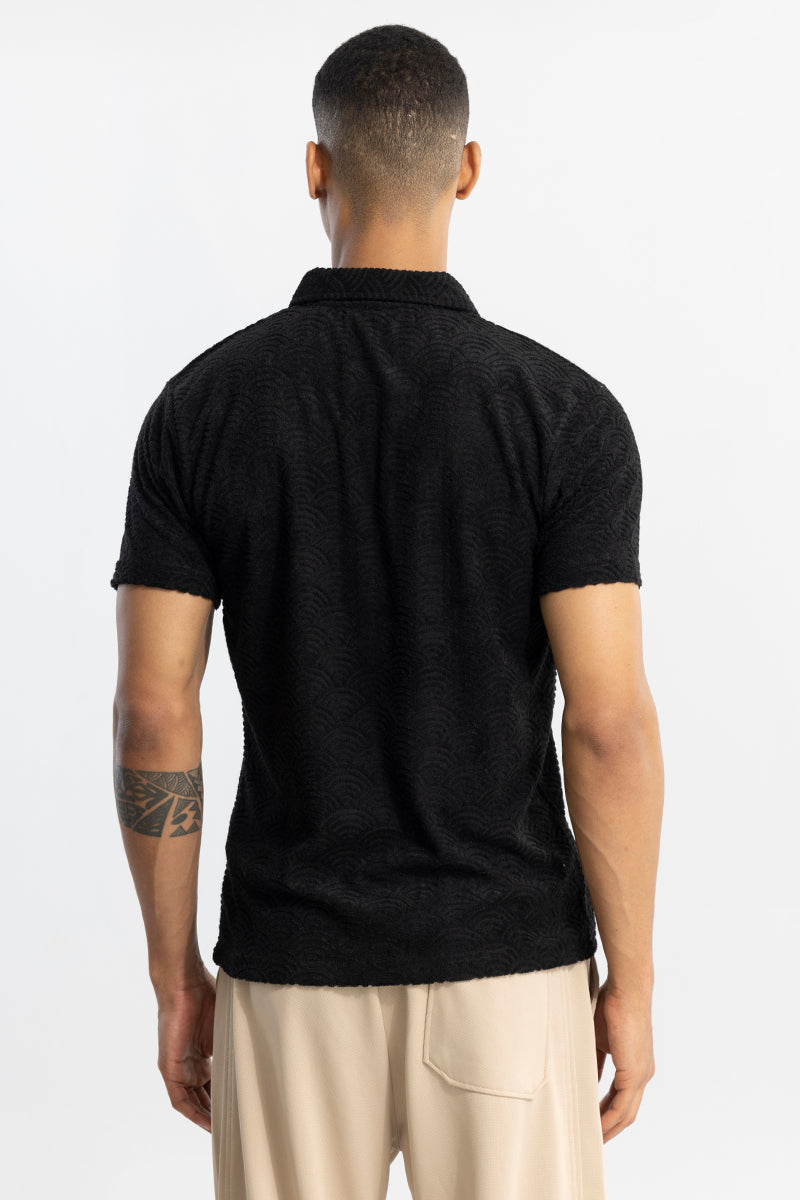 Crescent Circle Black Polo T-Shirt