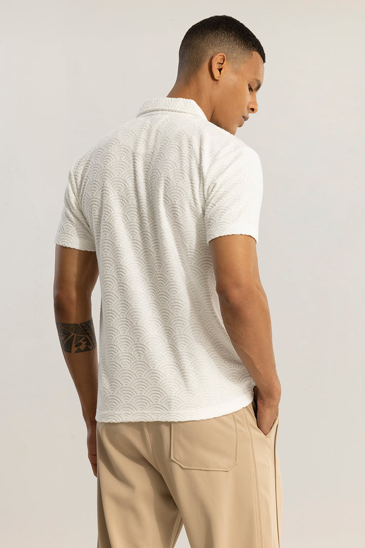 Crescent Circle White Polo T-Shirt