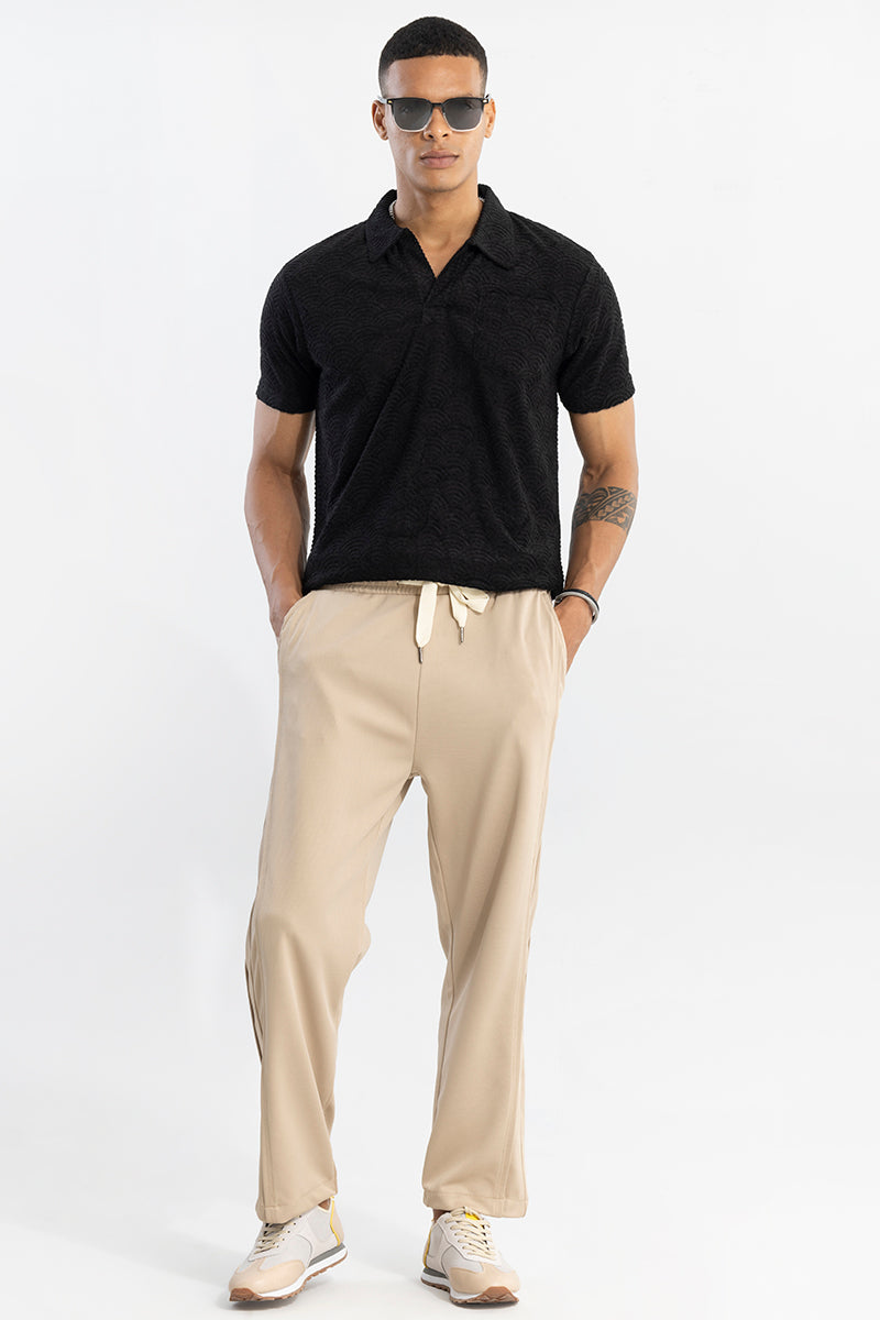 Crescent Circle Black Polo T-Shirt