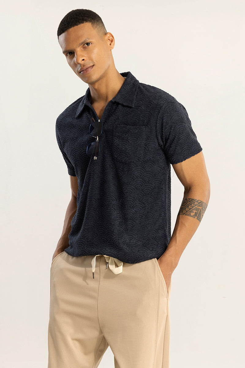 Buy Men's Crescent Circle Navy Polo T-Shirt Online | SNITCH