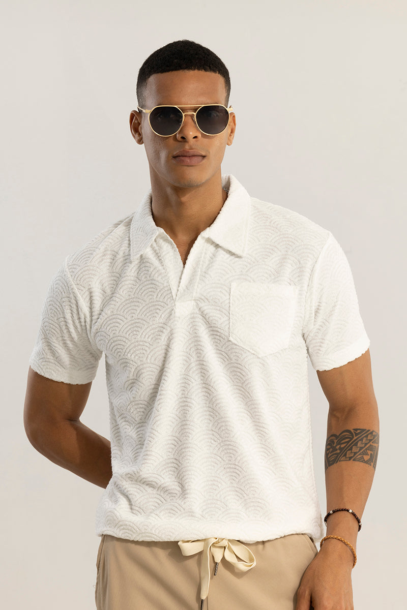 Crescent Circle White Polo T-Shirt