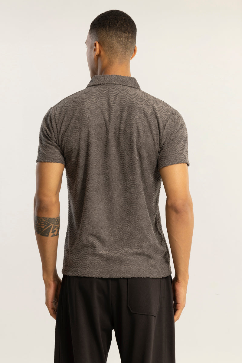 Crescent Circle Elephant Grey Polo T-Shirt