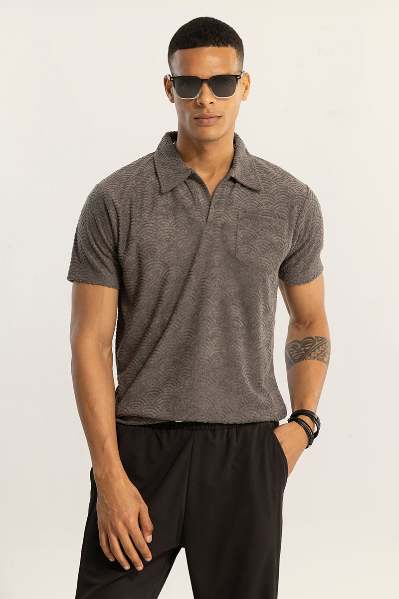 Crescent Circle Elephant Grey Polo T-Shirt