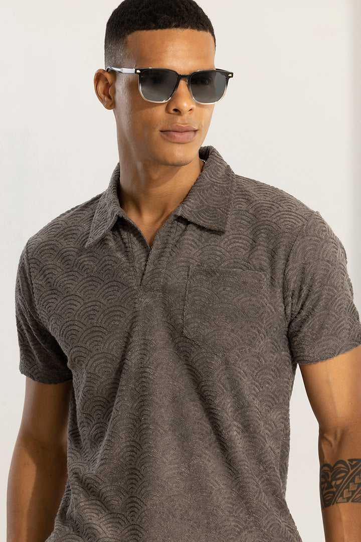 Crescent Circle Elephant Grey Polo T-Shirt