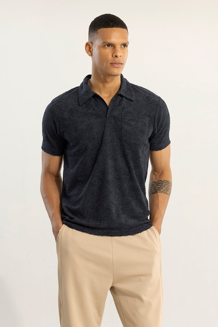 Crescent Circle Navy Polo T-Shirt