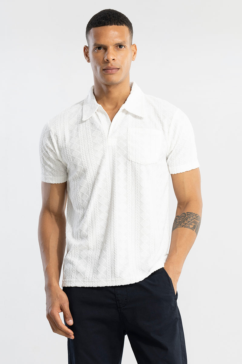 Square Diamond White Polo T-Shirt