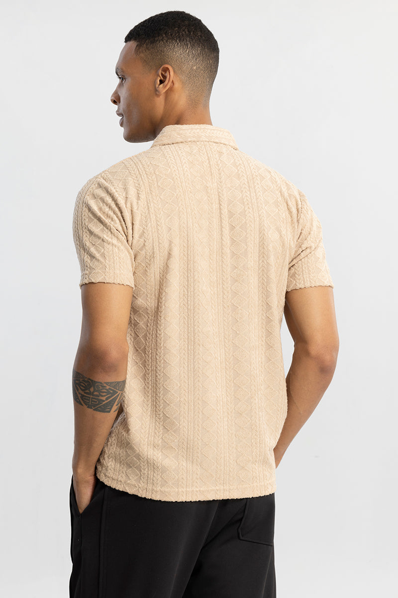 Square Diamond Beige Polo T-Shirt