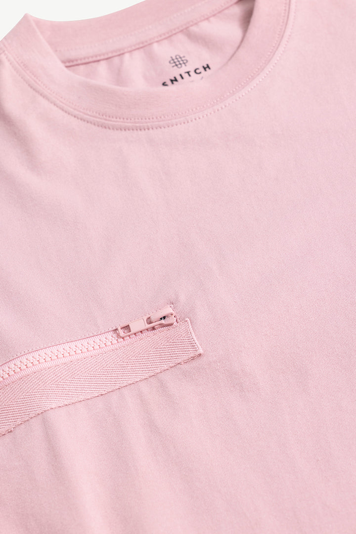 Side Slit Pink Korean Styled T-Shirt