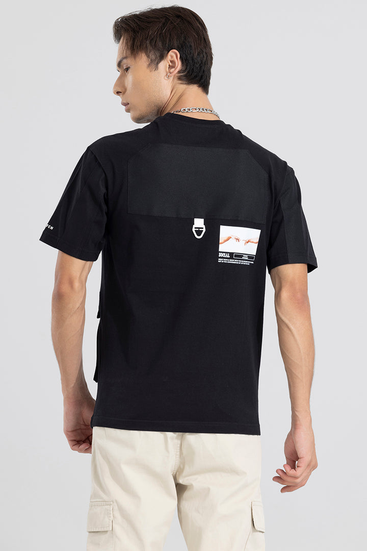 Social Korean Style Black T-Shirt