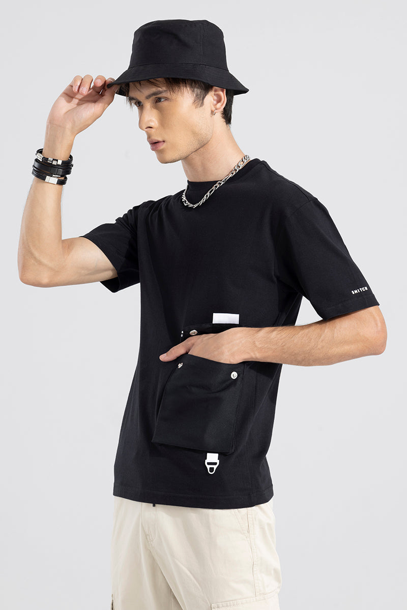 Social Korean Style Black T-Shirt