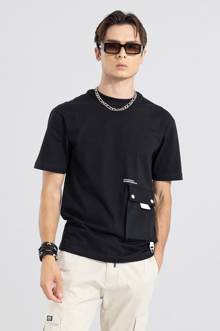 Social Korean Style Black T-Shirt