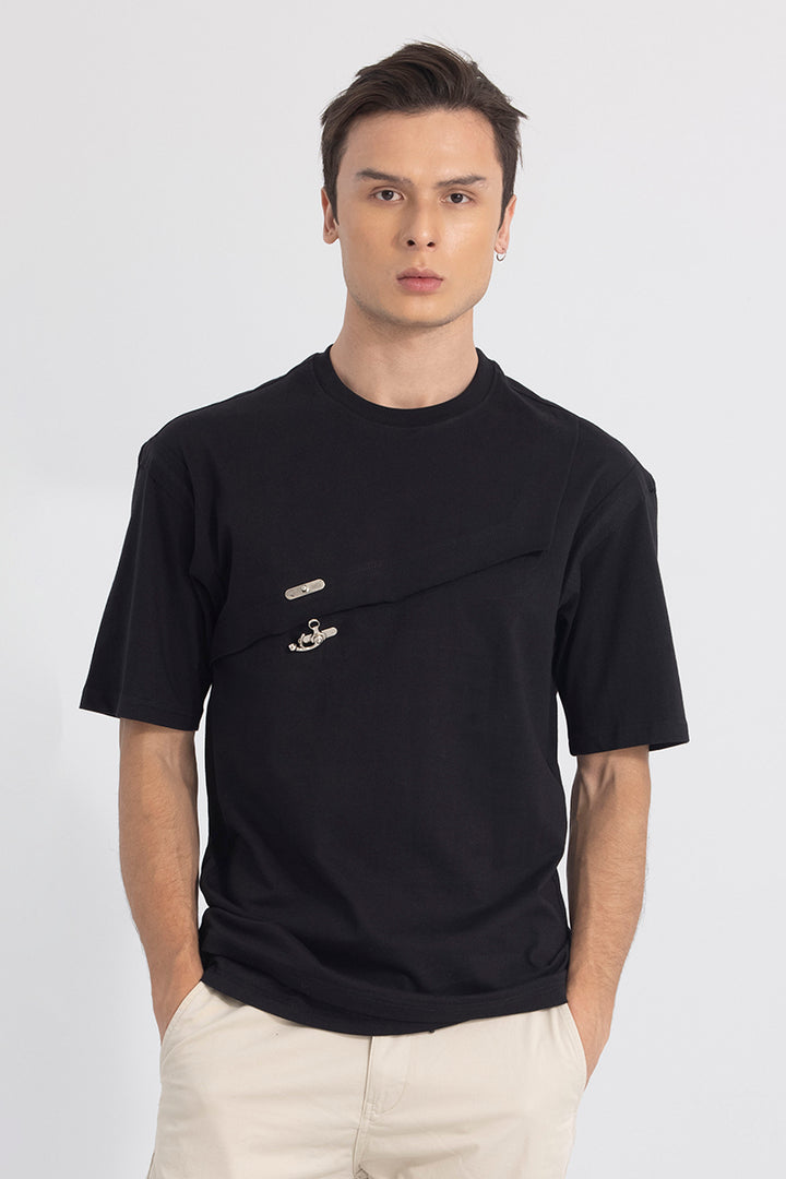 Hooked Black Korean Styled T-Shirt