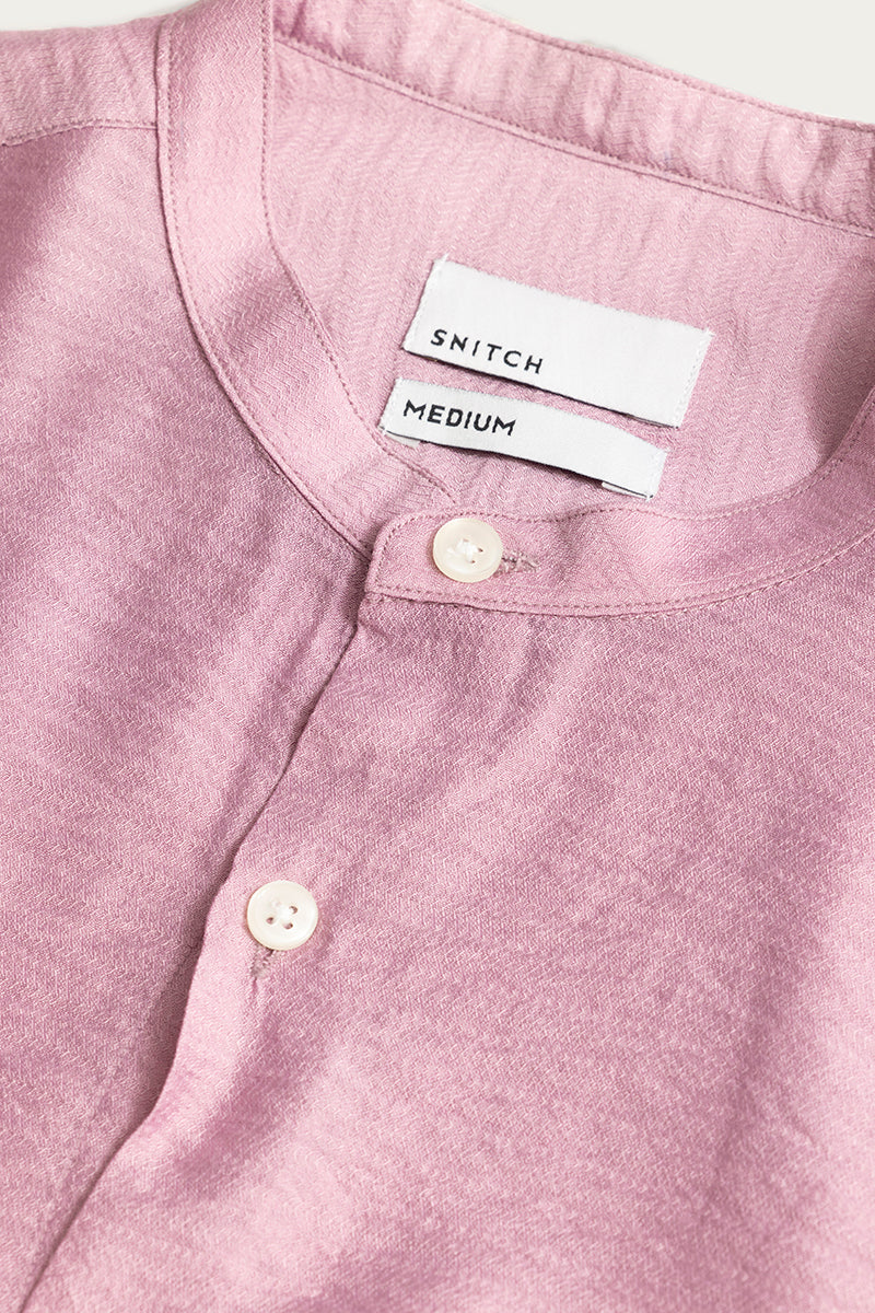 Mao Neckline Pink Shirt