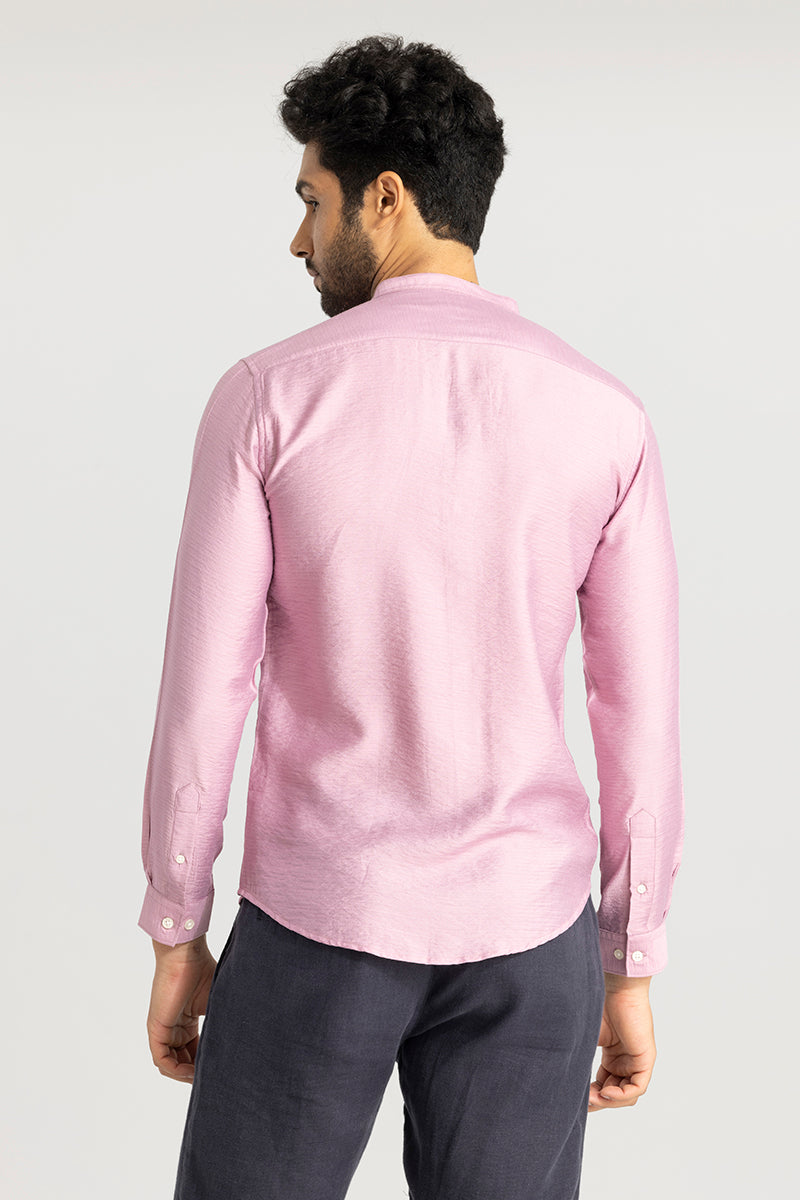 Mao Neckline Pink Shirt