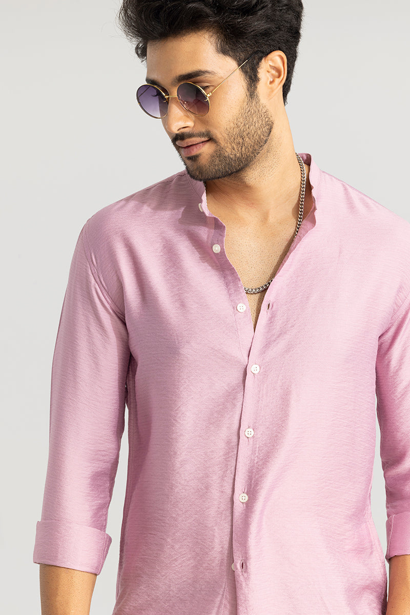 Mao Neckline Pink Shirt