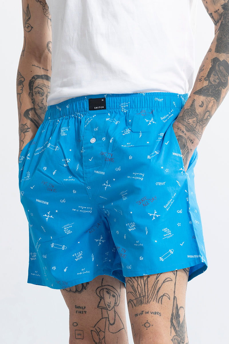 Skate All Day Blue Boxer