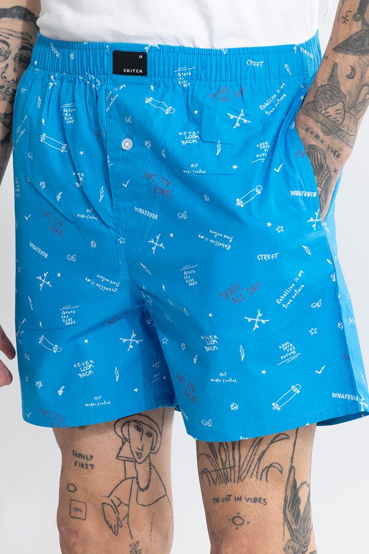 Skate All Day Blue Boxer