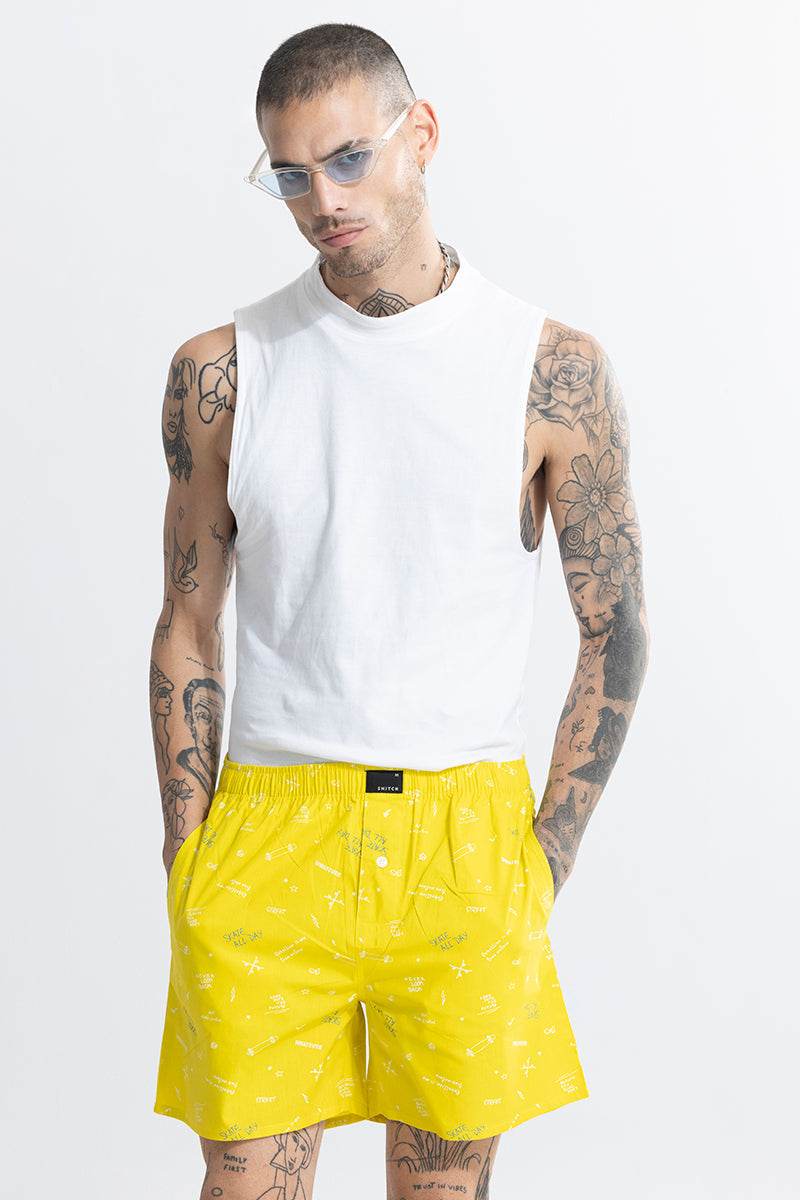 Skate All Day Yellow Boxer