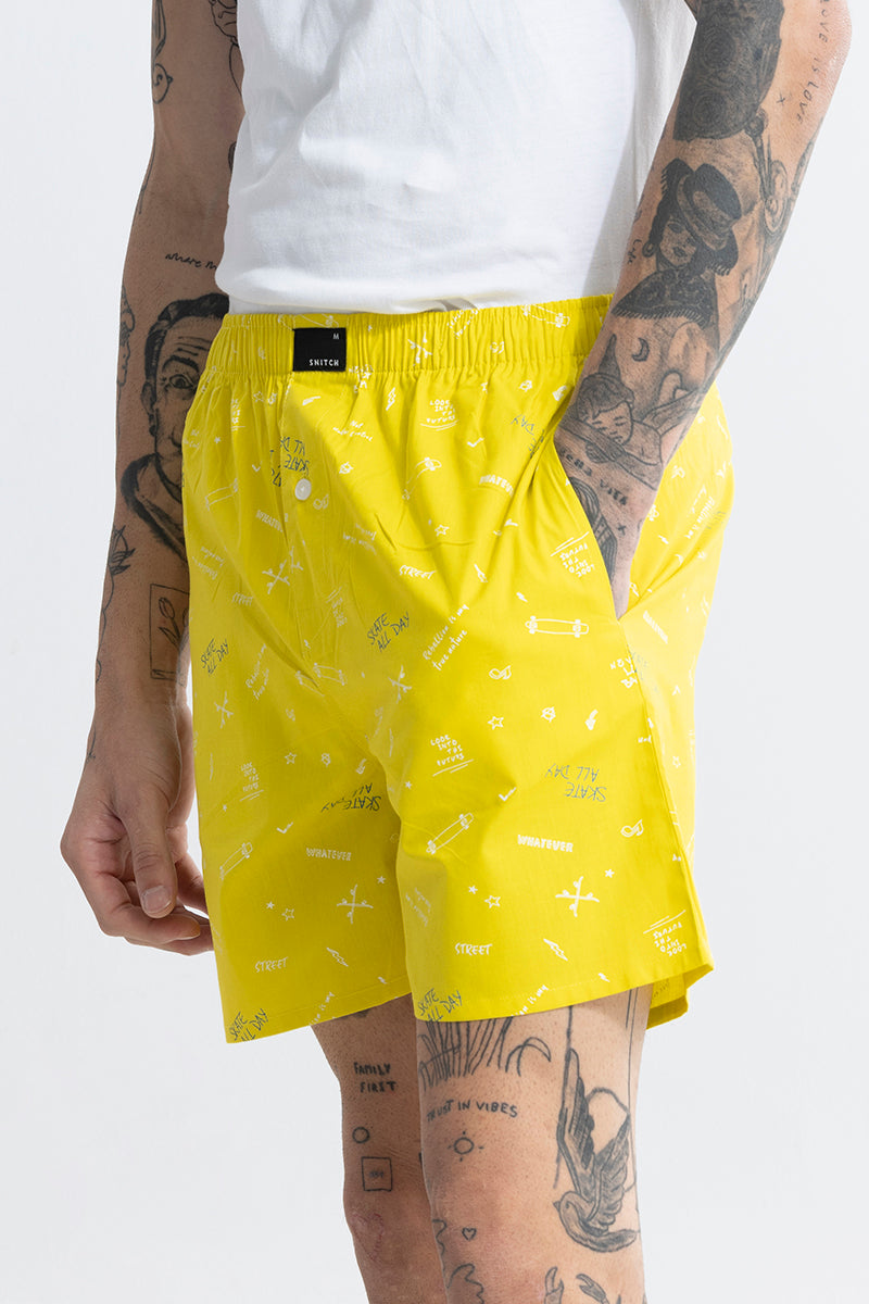 Skate All Day Yellow Boxer