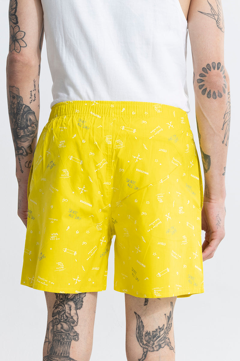 Skate All Day Yellow Boxer