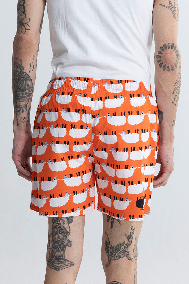 Sheep Print Orange Boxer