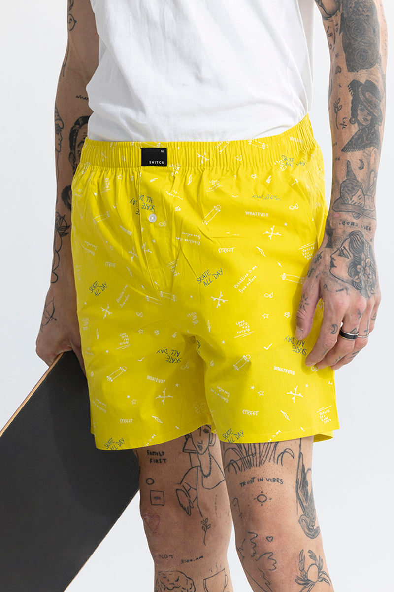 Skate All Day Yellow Boxer