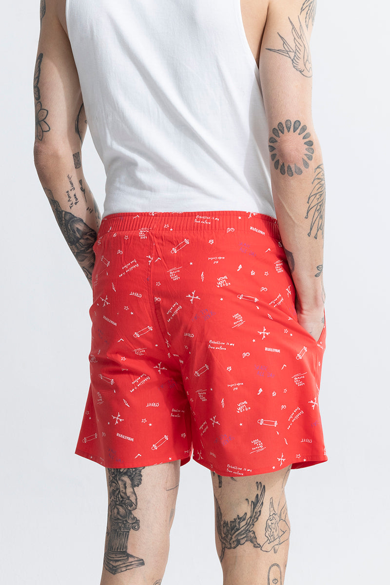 Skate All Day Red Boxer