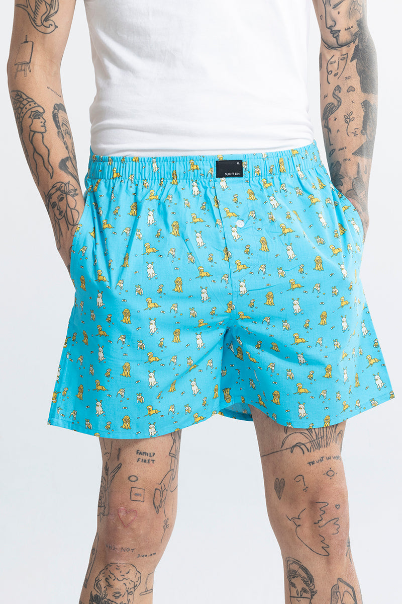 Puppy Print Blue Boxer