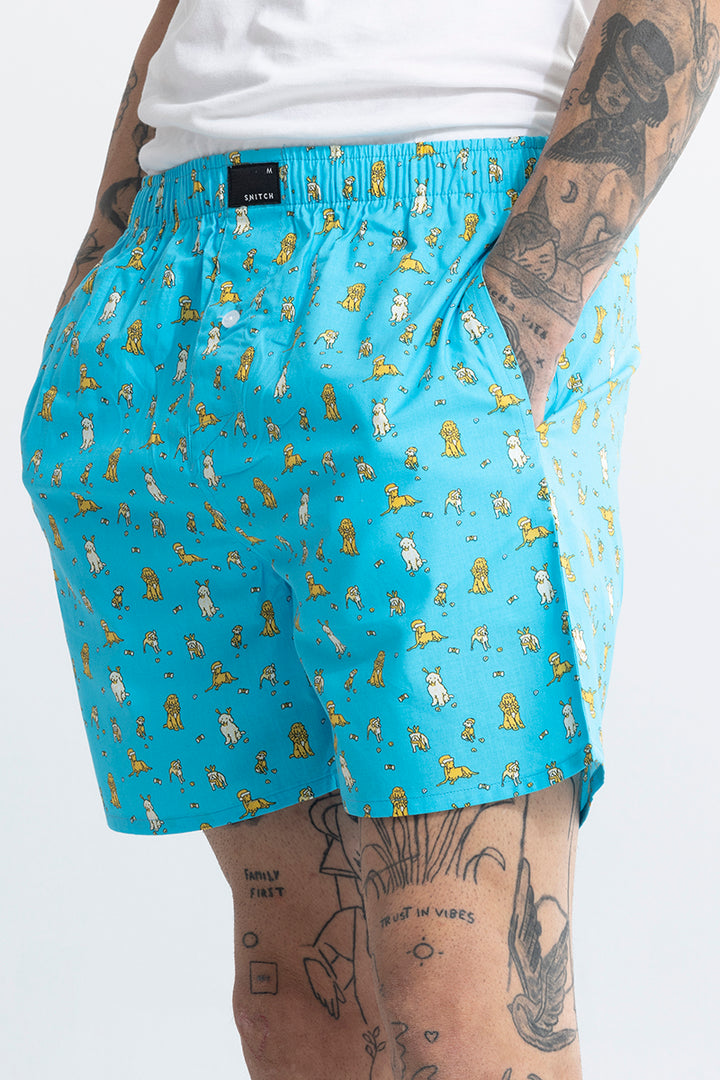 Puppy Print Blue Boxer