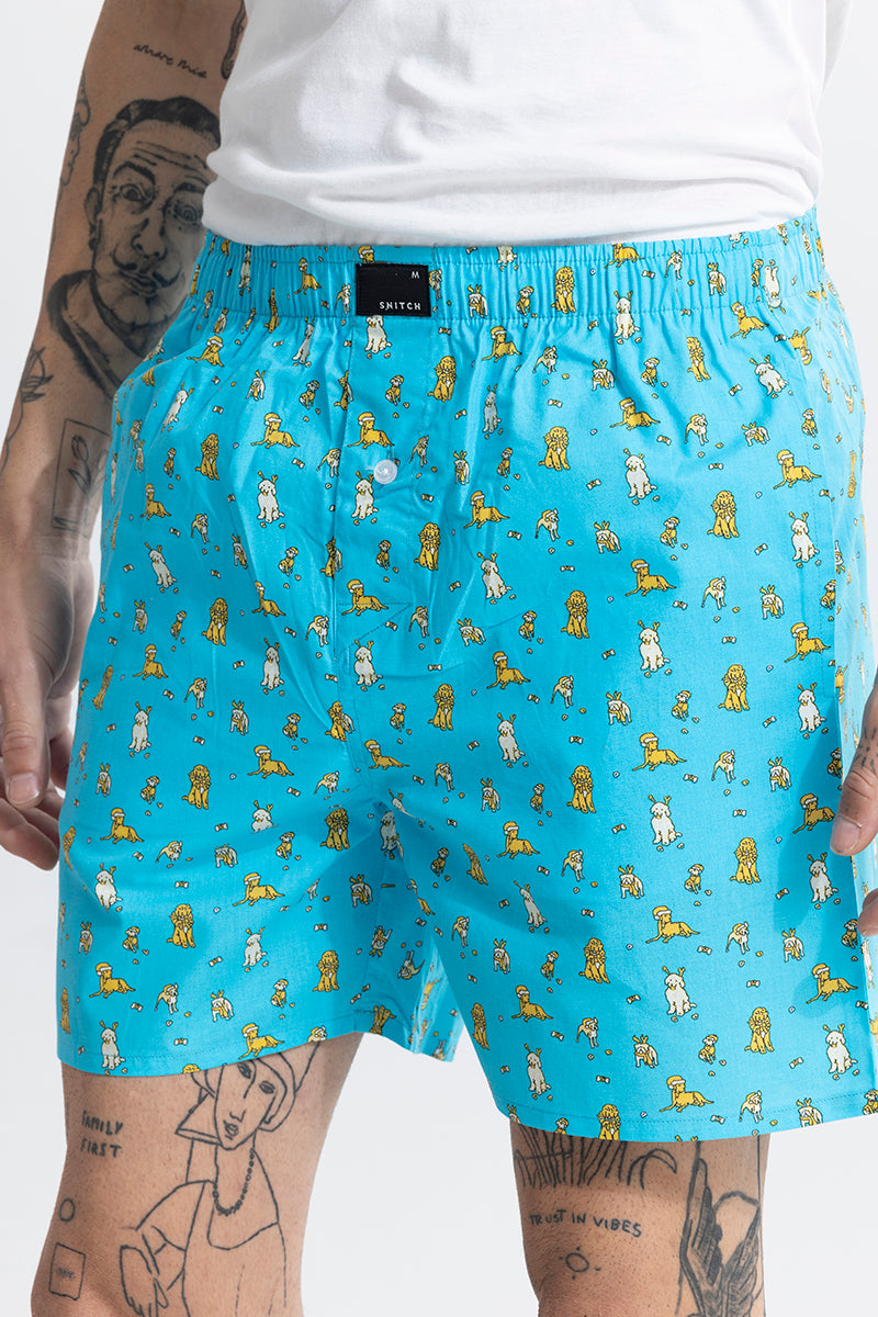 Puppy Print Blue Boxer