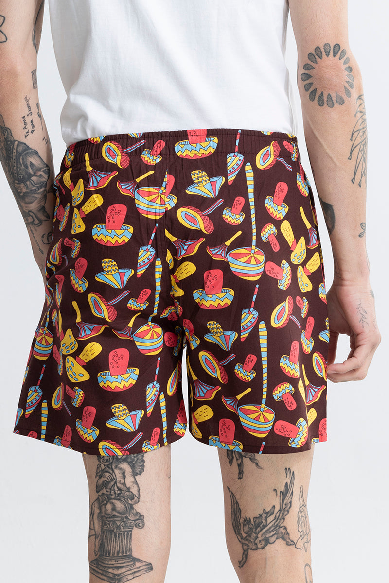 Mushroom Print Dark Brown Boxer