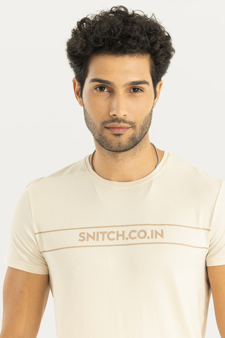 Embossed Logo Cream T-Shirt