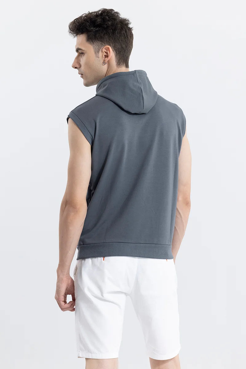 Logotype Grey Sleeveless Hoodie