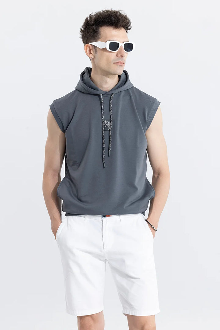 Logotype Grey Sleeveless Hoodie