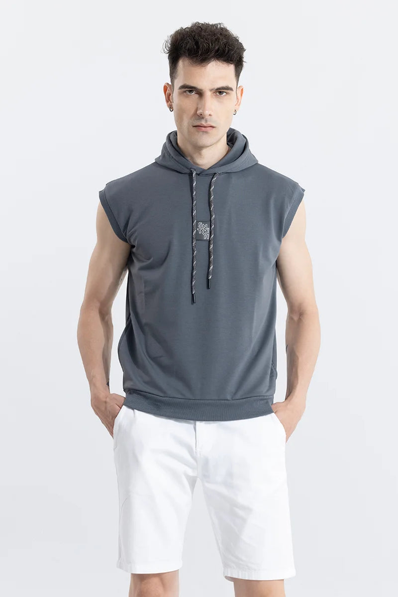 Logotype Grey Sleeveless Hoodie