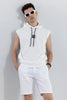 Logotype White Sleeveless Hoodie