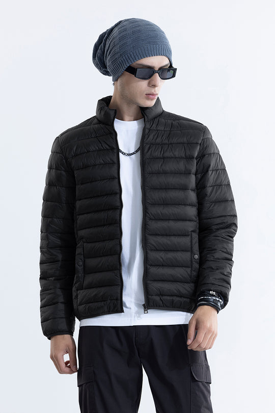 Buy Men's Quilted Black Puffer Jacket Online | SNITCH