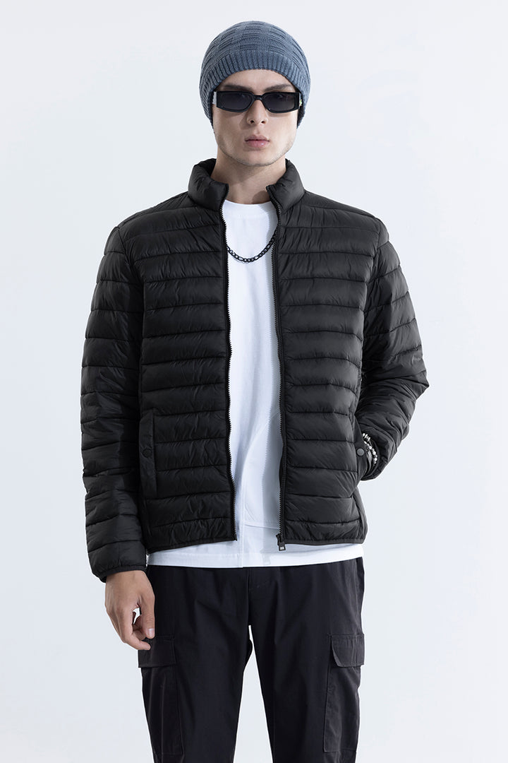 Buy Men's Quilted Black Puffer Jacket Online | SNITCH