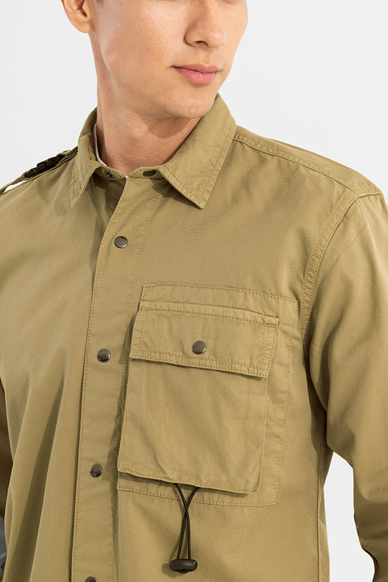 Snap Pocket Khaki Overshirt